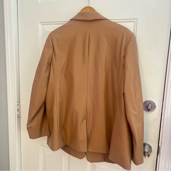 A New Day Faux Leather Tan Blazer Button Jacket - Picture 8 of 12